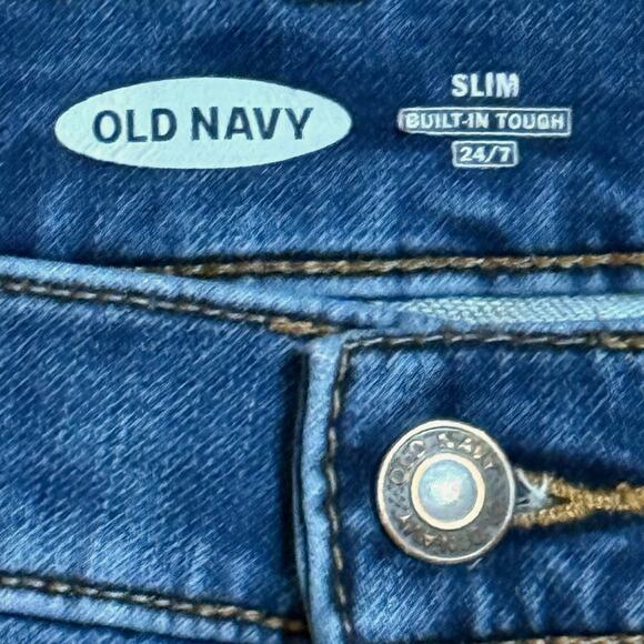 Old Navy Slim Jeans Mens Medium Wash Distressed Stretch Denim Size 34/32 - Picture 3 of 5